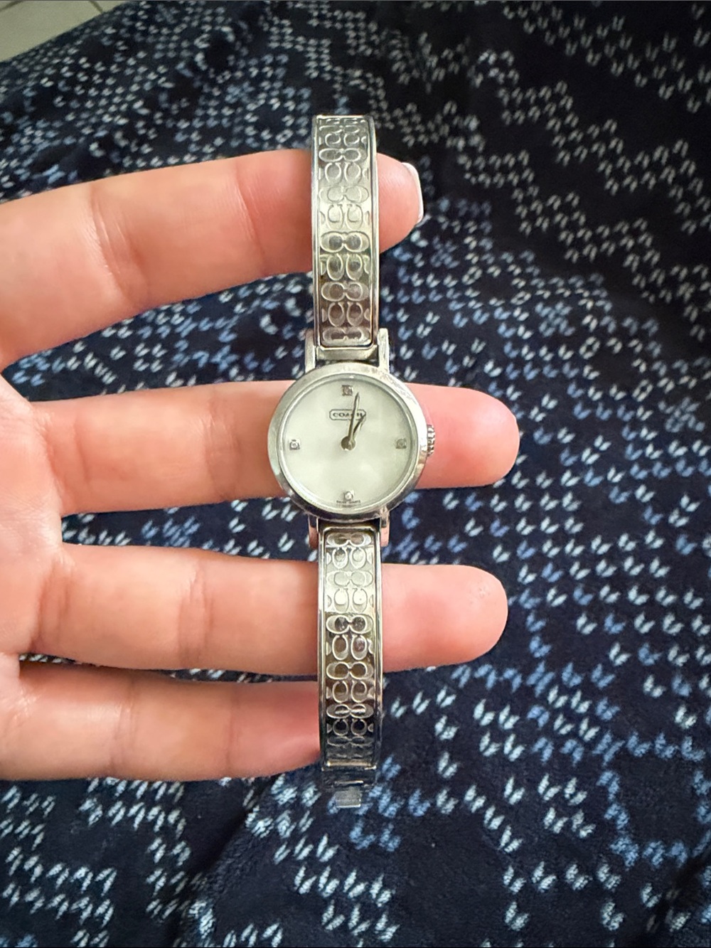 Coach Silver-Tone Signature Link Women's Bangle Watch